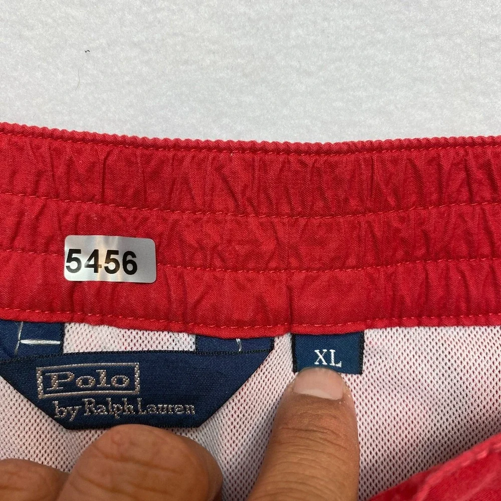 VINTAGE Polo Ralph Lauren Board Shorts Mens XL Red Flag Boat Drawstring